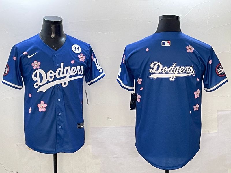 Men Los Angeles Dodgers Blank Blue Sakura Edition 2025 Nike MLB Jersey style 16